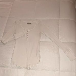 Abercrombie & Fitch Henley long sleeve cream top L